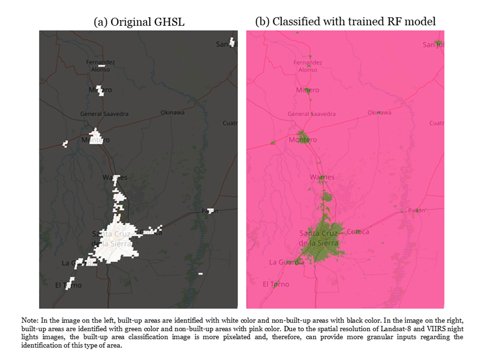 FIGURE 1. Original and Random Forest built-up classification